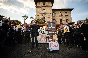 Demonstration Against The Extradition Of Julian Assange  In Front Of The English Embassy In Rome