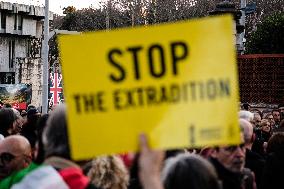 Demonstration Against The Extradition Of Julian Assange  In Front Of The English Embassy In Rome