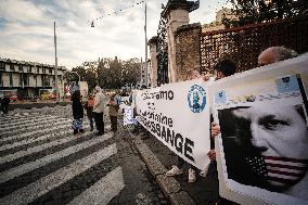 Demonstration Against The Extradition Of Julian Assange  In Front Of The English Embassy In Rome