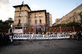 Demonstration Against The Extradition Of Julian Assange  In Front Of The English Embassy In Rome