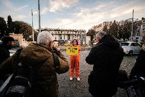 Demonstration Against The Extradition Of Julian Assange  In Front Of The English Embassy In Rome