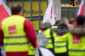 Postbank Workers Go On Strike In Essen