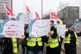 Postbank Workers Go On Strike In Essen