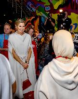 Queen Maxima attends a meeting at Poppodium in Middelburg