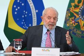 Brazilian President Luiz Inácio Lula Da Silva Receives Ednaldo Rodrigues, President Of The Brazilian Football Confederation (CBF