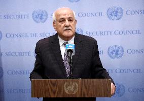 Palestinian Ambassador To The United Nations Riyad Mansour Press Conference