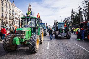 Spanish Farmers Block The Streets Of Madrid During The Strike
