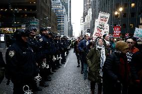 Demonstration Against American Israel Public Affairs Committee In New York City