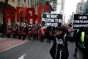 Demonstration Against American Israel Public Affairs Committee In New York City