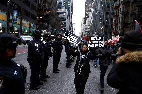 Demonstration Against American Israel Public Affairs Committee In New York City