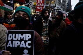 Demonstration Against American Israel Public Affairs Committee In New York City