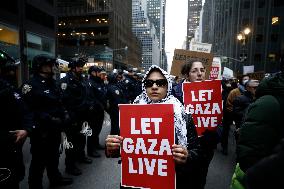 Demonstration Against American Israel Public Affairs Committee In New York City