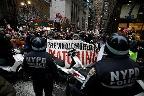 Demonstration Against American Israel Public Affairs Committee In New York City