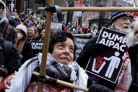 Demonstration Against American Israel Public Affairs Committee In New York City