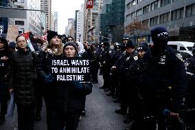 Demonstration Against American Israel Public Affairs Committee In New York City