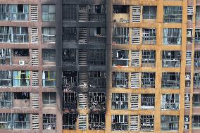 A Fire Broke Out in A Residential Area in Nanjing