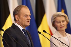 Ursula Von Der Leyen And Alexander De Croo Visit Warasw