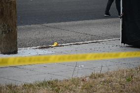 Daytime Evidence Search At Fatal Shooting Investigation Scene In Washington DC