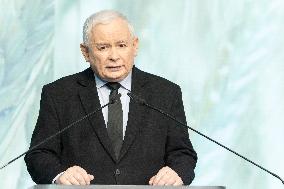 Press Conference Of PiS President Jaroslaw Kaczynski