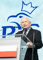 Press Conference Of PiS President Jaroslaw Kaczynski