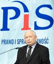 Press Conference Of PiS President Jaroslaw Kaczynski