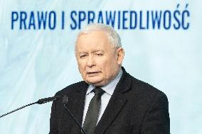 Press Conference Of PiS President Jaroslaw Kaczynski