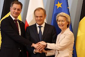 Ursula Von Der Leyen And Alexander De Croo Visit Warasw