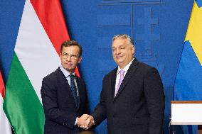 HUNGARY-BUDAPEST-SWEDEN-PMS-PRESS CONFERENCE