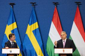 HUNGARY-BUDAPEST-SWEDEN-PMS-PRESS CONFERENCE