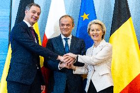 Alexander De Croo - Ursula Von Der Leyen - Donald Tusk Meeting In Poland