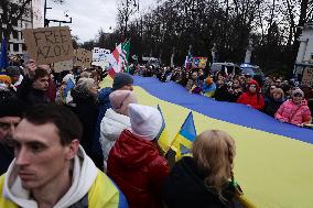 Demonstration In Poland On The Anniversary Of Russian Invasion In Ukraine