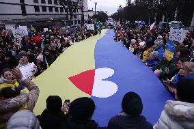 Demonstration In Poland On The Anniversary Of Russian Invasion In Ukraine