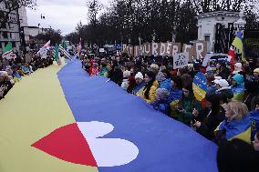 Demonstration In Poland On The Anniversary Of Russian Invasion In Ukraine