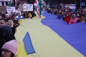 Demonstration In Poland On The Anniversary Of Russian Invasion In Ukraine