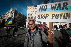 Two Years Of War In Ukraine Demonstration In Rome