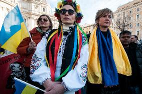 Two Years Of War In Ukraine Demonstration In Rome