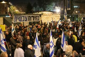 Relatives Of Israeli Hostages Demonstrate In West Jerusalem