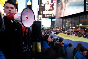 NY: People Observe The Second Anniversary Of The War In Ukraine