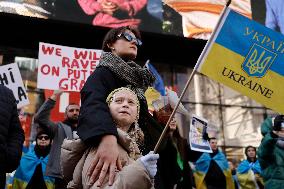 NY: People Observe The Second Anniversary Of The War In Ukraine