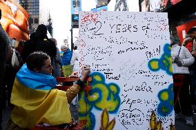 NY: People Observe The Second Anniversary Of The War In Ukraine