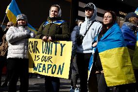 NY: People Observe The Second Anniversary Of The War In Ukraine