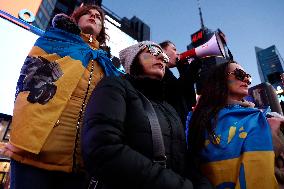 NY: People Observe The Second Anniversary Of The War In Ukraine