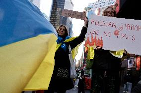 NY: People Observe The Second Anniversary Of The War In Ukraine