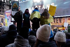 NY: People Observe The Second Anniversary Of The War In Ukraine