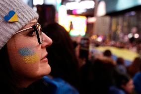 NY: People Observe The Second Anniversary Of The War In Ukraine