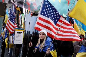 NY: People Observe The Second Anniversary Of The War In Ukraine