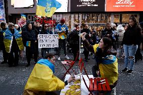 NY: People Observe The Second Anniversary Of The War In Ukraine