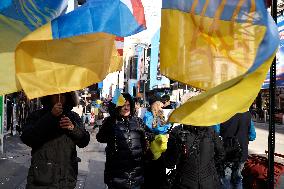 NY: People Observe The Second Anniversary Of The War In Ukraine