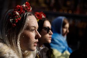 NY: People Observe The Second Anniversary Of The War In Ukraine