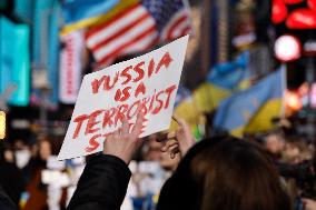 NY: People Observe The Second Anniversary Of The War In Ukraine